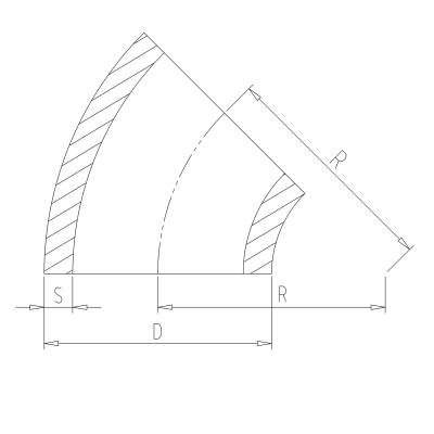 45° Alu Rohrbogen 50 x 3 mm, r=62,5 mm, BA3, ähnl. DIN 2605 , aus EN AW-6060,  AlMgSi0,5, mit glatten Enden - 1