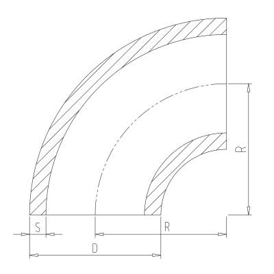 90° Alu Rohrbogen 48 x 3 mm, r=57 mm, BA3, ähnl. DIN 2605 , aus EN AW-6060,  AlMgSi0,5, mit glatten Enden - 1